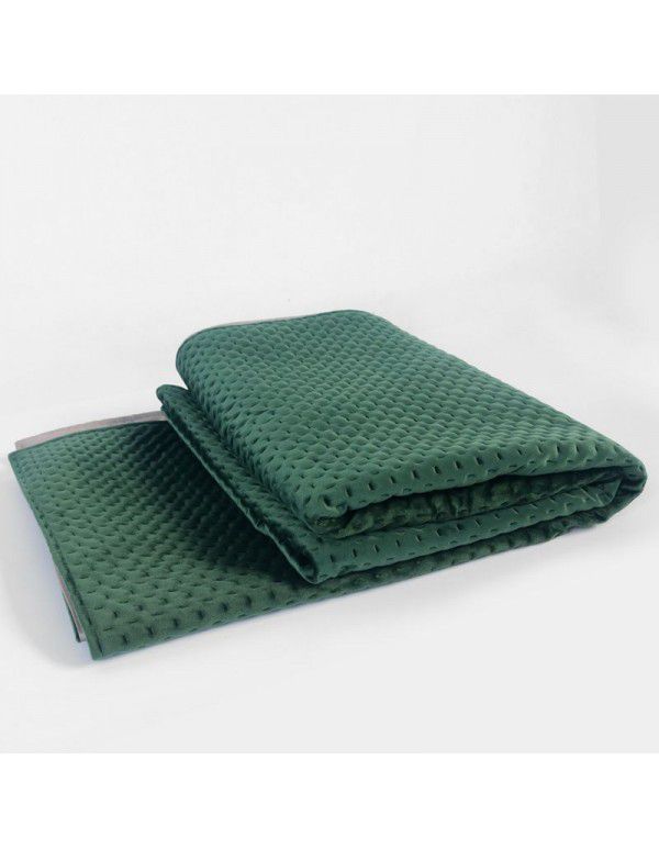 Luxury dark green sofa blanket bed towel bed blanket light green model room blanket thousand bird grid knitting bed blanket