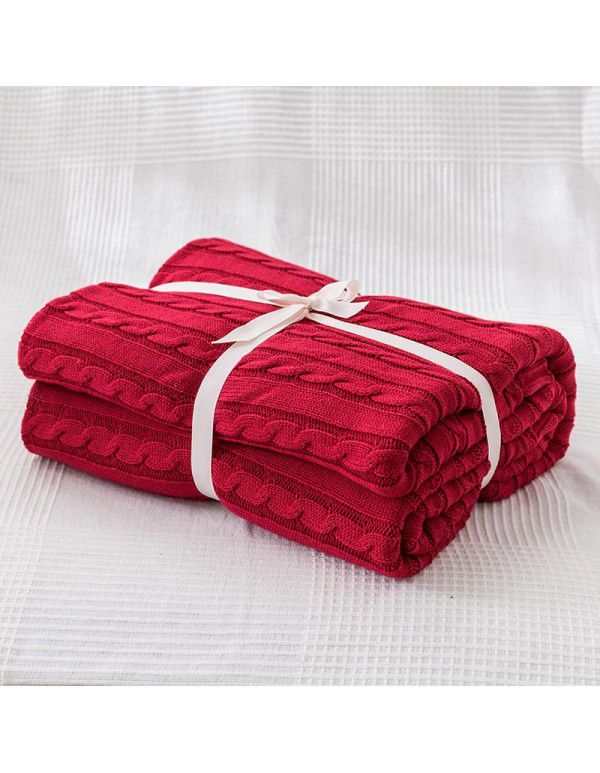 Cotton blanket, quilt, office sofa, small blanket, noon sleeping towel blanket, knitting, leisure blanket, coarse wool knitting