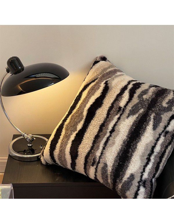 Modern simple and luxurious tie dyed zebra rabbit hair sheep curly wool Magirami blended blanket nap blanket sofa blanket