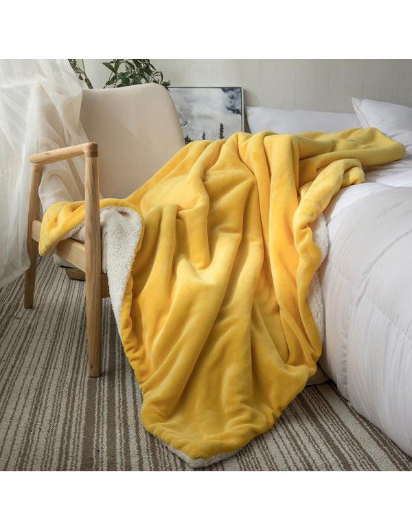 Small blanket, sofa cover blanket, lamb wool, double layer thickened coral wool, office nap, lunch break, air-conditioned children's blanket
