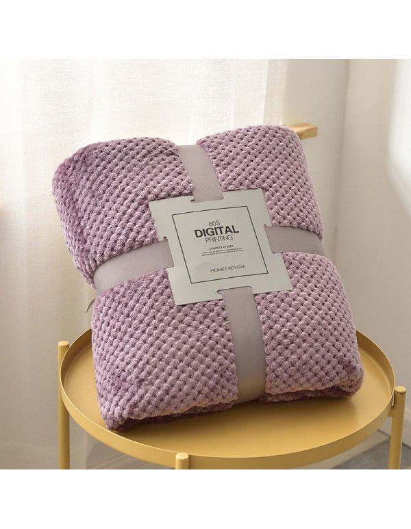 Thickened solid color pineapple lattice sofa blanket flannel blanket coral velvet office air conditioning blanket gift blanket