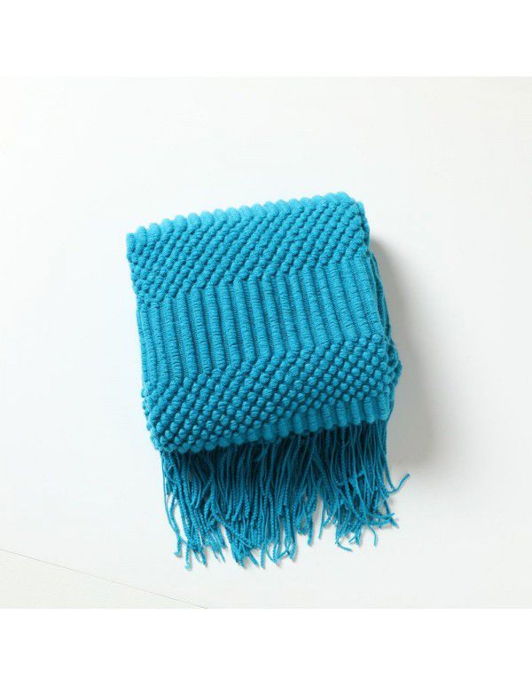 Nordic solid color air conditioning blanket blanket, pineapple sofa blanket, office nap blanket, bed tail blanket, small blanket, decorative blanket