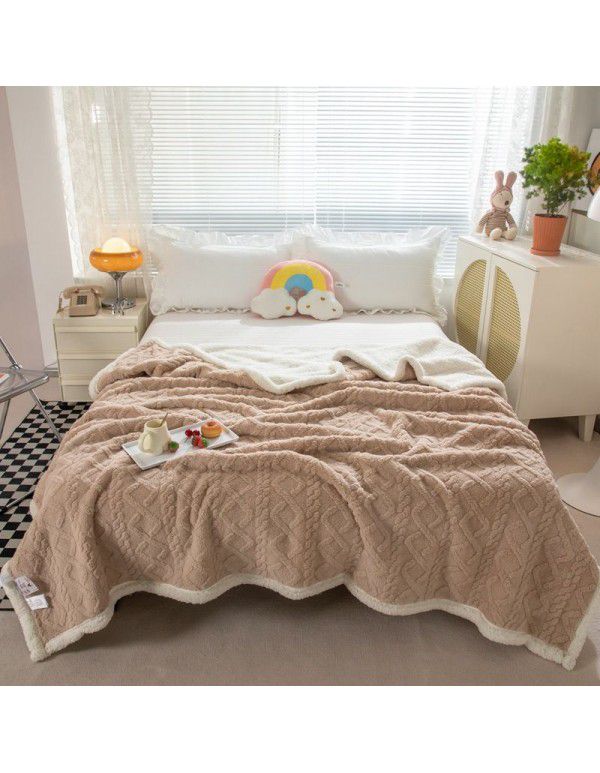 Lamb wool blanket thickened warm milk wool blanket in winter single double cashmere bed sheet coral wool gift box cover blanket