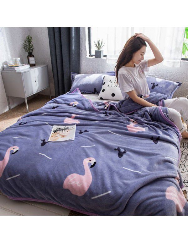 new air-conditioned quilt, double-sided woolen blanket cover, thin blanket covered by two people in summer, sleeping in the office at noon
