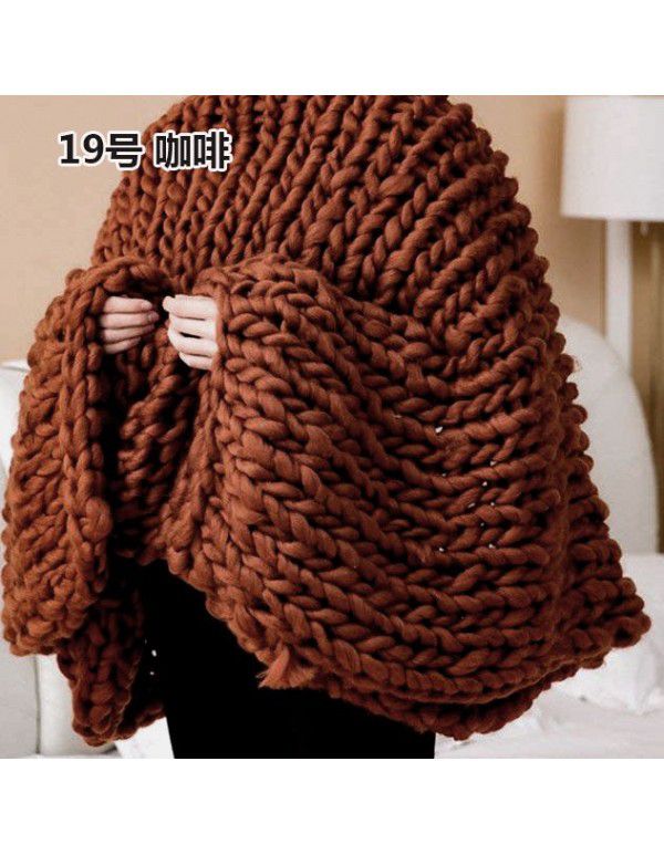 Cross border supply Thumb coarse wool blanket blanket blanket wool hand woven Iceland blanket acrylic blanket wholesale