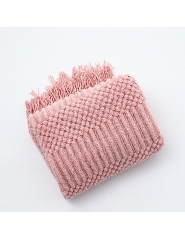 Nordic solid color air conditioning blanket blanket, pineapple sofa blanket, office nap blanket, bed tail blanket, small blanket, decorative blanket