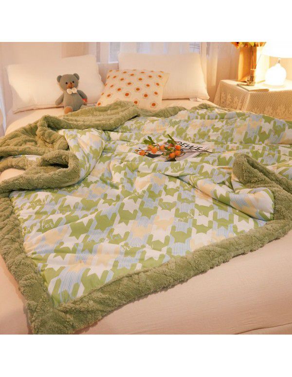 Winter jacquard plush thickened blanket Children's blanket Office nap blanket Dormitory double knitted cotton quilt Autumn