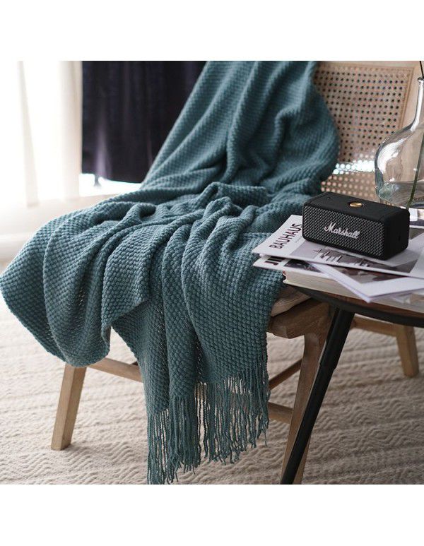 Simple modern dark grey knitting thread blanket blanket white bed tail blanket Nordic solid beige single sofa blanket