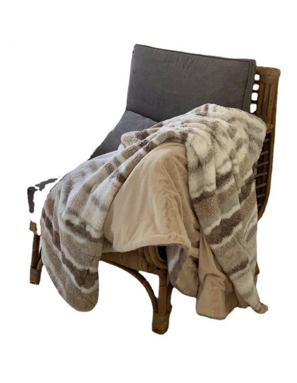Modern simple and luxurious tie dyed zebra rabbit hair sheep curly wool Magirami blended blanket nap blanket sofa blanket