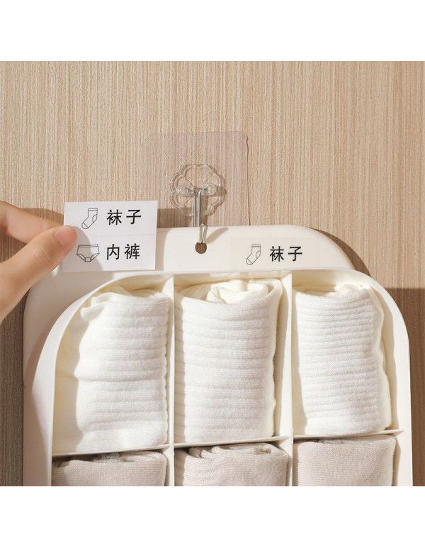 Wall mounted sock storage box Household nine palace grid storage box Dormitory perforated free closet divided underwear storage box