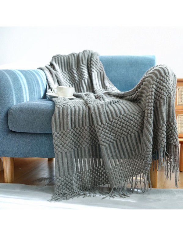 Nordic solid color air conditioning blanket blanket, pineapple sofa blanket, office nap blanket, bed tail blanket, small blanket, decorative blanket