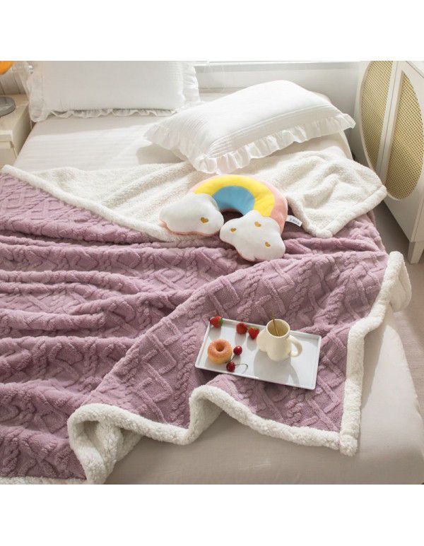 Lamb wool blanket thickened warm milk wool blanket in winter single double cashmere bed sheet coral wool gift box cover blanket