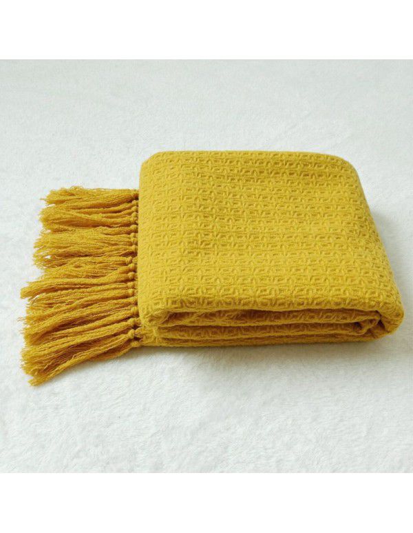 High grade model room dark green blanket modern simple blanket modern orange white sofa blanket bed tail blanket