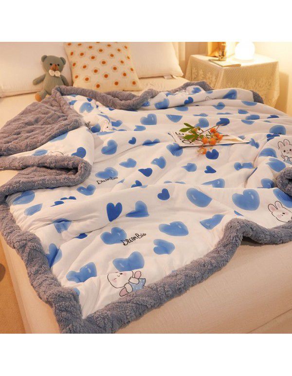 Winter jacquard plush thickened blanket Children's blanket Office nap blanket Dormitory double knitted cotton quilt Autumn