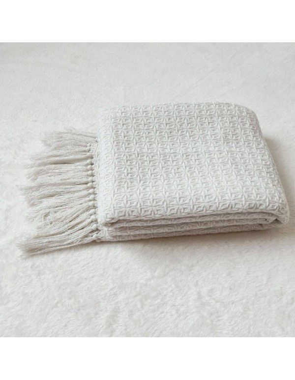 High grade model room dark green blanket modern simple blanket modern orange white sofa blanket bed tail blanket