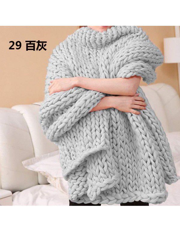 Cross border supply Thumb coarse wool blanket blanket blanket wool hand woven Iceland blanket acrylic blanket wholesale