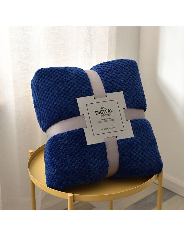 Thickened solid color pineapple lattice sofa blanket flannel blanket coral velvet office air conditioning blanket gift blanket