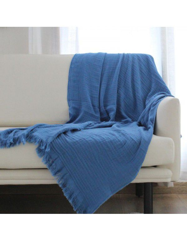 Nordic solid color three-layer cotton blanket sofa blanket thin cotton air conditioning blanket ins afternoon leisure blanket shawl manufacturer wholesale