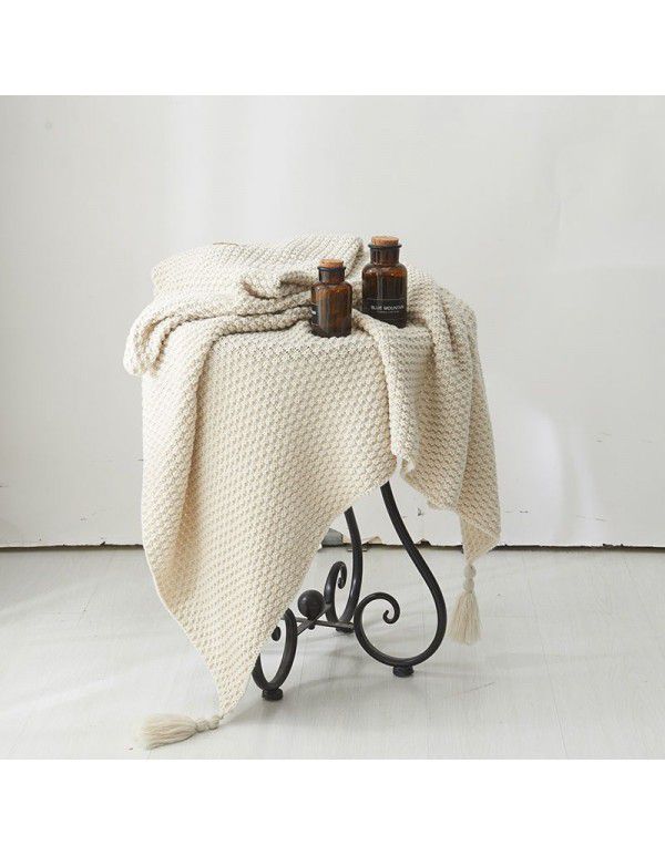 Waffle blanket ins wind sofa blanket office nap tassel ball wool leisure air conditioning blanket