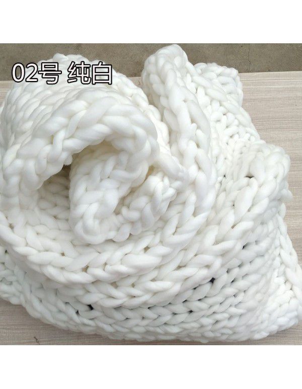 Cross border supply Thumb coarse wool blanket blanket blanket wool hand woven Iceland blanket acrylic blanket wholesale