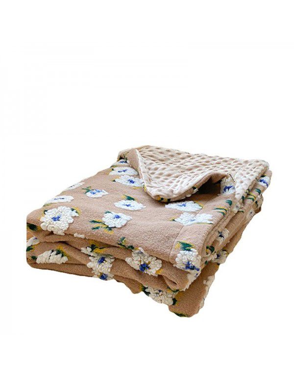 French Romantic Beanstalk Vintage Wool Blanket Floral Blanket Girls' Office Napping Blanket Autumn and Winter Warm