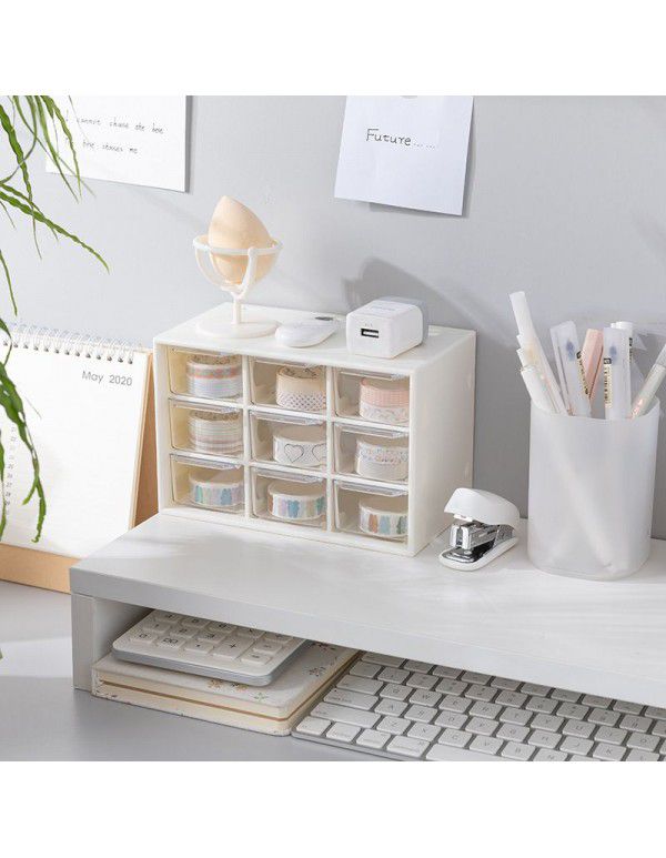 Ins Dustproof nine palace grid small drawer jewelry storage box dormitory desktop stationery jewelry hand account