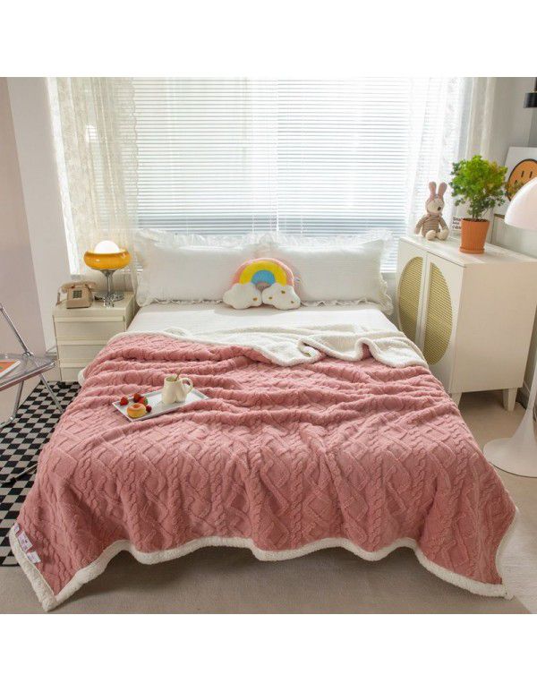 Lamb wool blanket thickened warm milk wool blanket in winter single double cashmere bed sheet coral wool gift box cover blanket