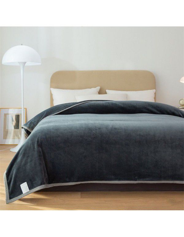 Ins solid flannel blanket wholesale 2022 autumn and winter thickened thermal coral blanket office nap blanket