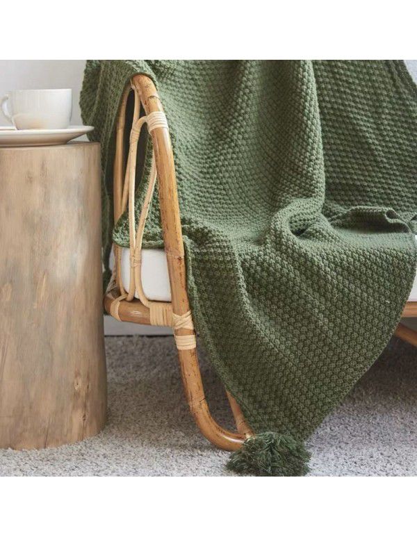 Waffle blanket ins wind sofa blanket office nap tassel ball wool leisure air conditioning blanket
