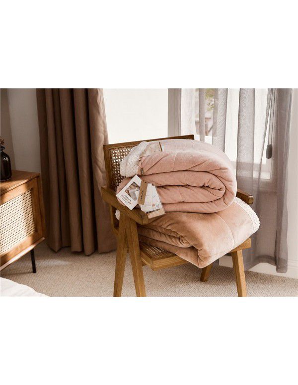 Three layer space capsule milk velvet soybean fiber blanket thickened coral velvet office sofa nap blanket in winter