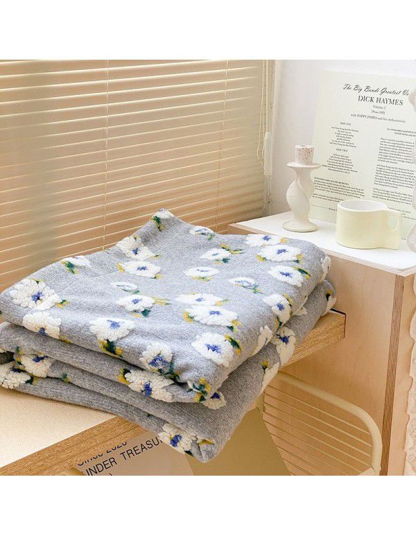 French Romantic Beanstalk Vintage Wool Blanket Floral Blanket Girls' Office Napping Blanket Autumn and Winter Warm