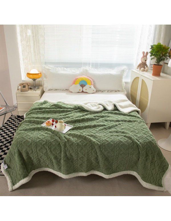 Lamb wool blanket thickened warm milk wool blanket in winter single double cashmere bed sheet coral wool gift box cover blanket