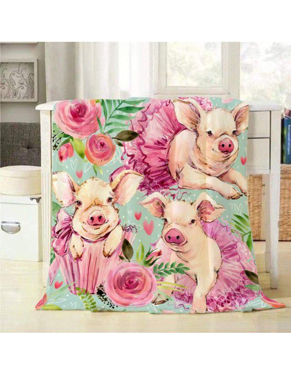 DIY blanket creative autumn and winter warm sofa cover blanket high-definition digital printing double-sided flannel air conditioning blanket