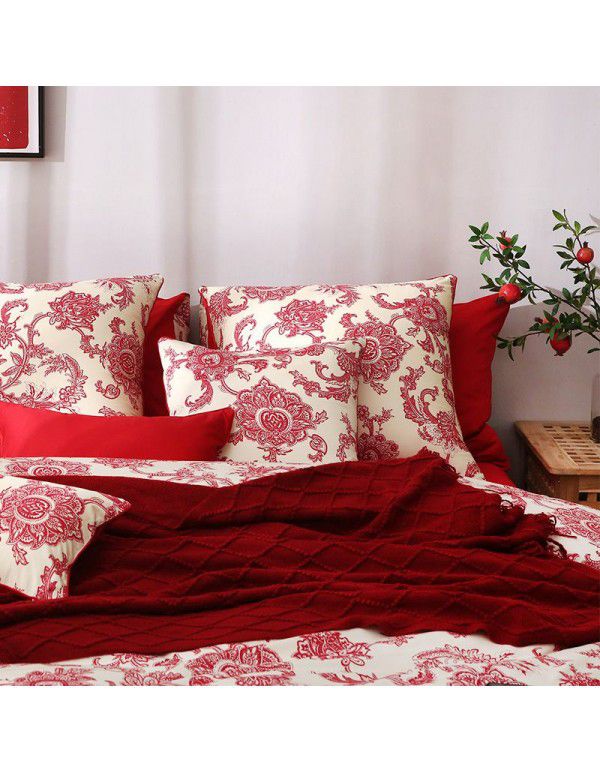 Bright red wedding bed blanket Wedding wedding bed blanket Thread blanket Wedding bed blanket Daily blanket Sofa blanket