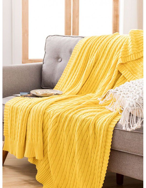 Cotton blanket, quilt, office sofa, small blanket, noon sleeping towel blanket, knitting, leisure blanket, coarse wool knitting