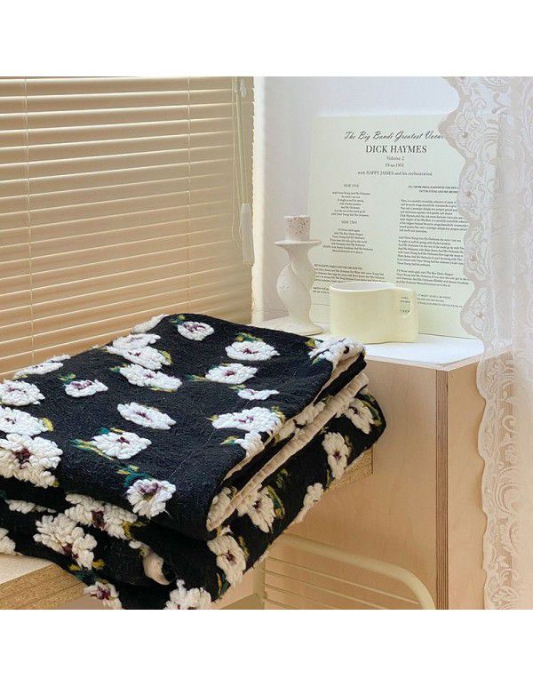 French Romantic Beanstalk Vintage Wool Blanket Floral Blanket Girls' Office Napping Blanket Autumn and Winter Warm