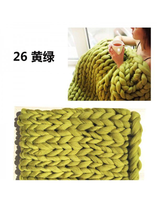Cross border supply Thumb coarse wool blanket blanket blanket wool hand woven Iceland blanket acrylic blanket wholesale