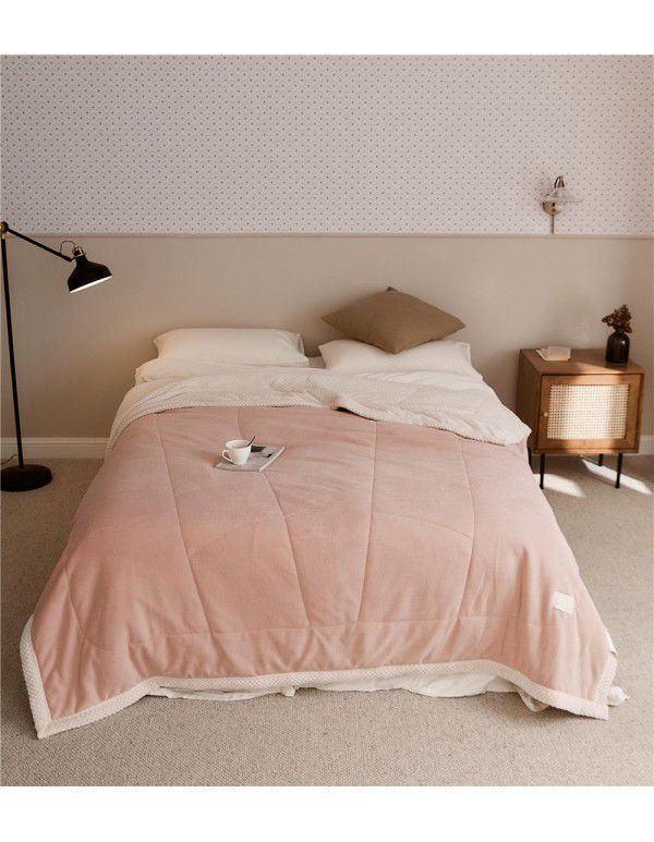 Three layer space capsule milk velvet soybean fiber blanket thickened coral velvet office sofa nap blanket in winter