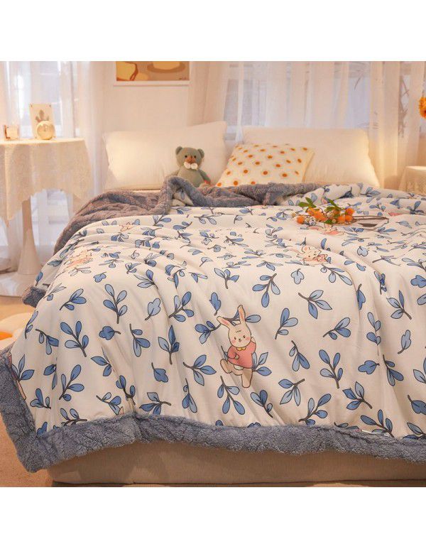 Winter jacquard plush thickened blanket Children's blanket Office nap blanket Dormitory double knitted cotton quilt Autumn