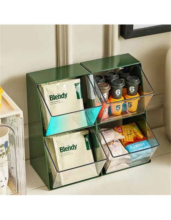 New light luxury desktop dust-proof milk tea instant bag sorting rack Multi layer office tea coffee tea bag storage box