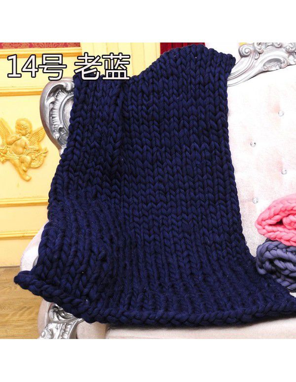 Cross border supply Thumb coarse wool blanket blanket blanket wool hand woven Iceland blanket acrylic blanket wholesale