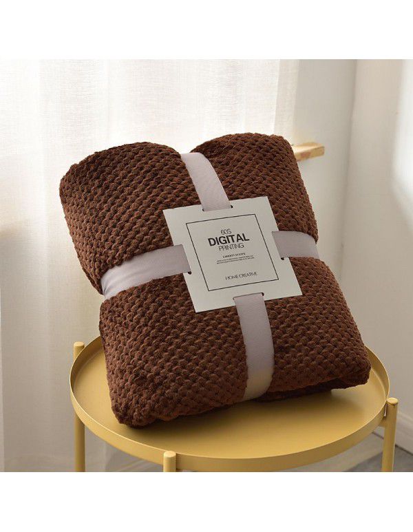 Thickened solid color pineapple lattice sofa blanket flannel blanket coral velvet office air conditioning blanket gift blanket