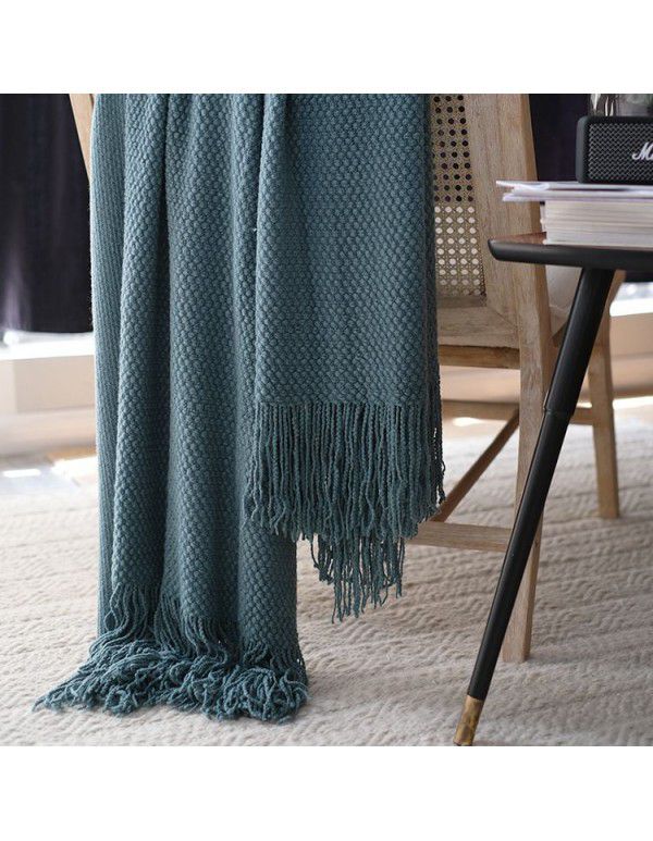 Simple modern dark grey knitting thread blanket blanket white bed tail blanket Nordic solid beige single sofa blanket
