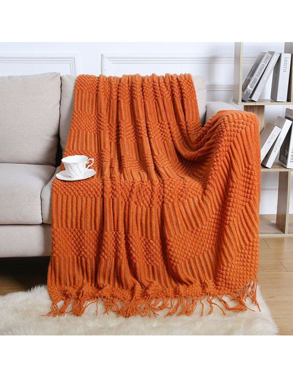 Sofa blanket cover blanket Nordic cross-border tassel air conditioner lunch break nap blanket hotel bed with summer bed flag bed tail blanket