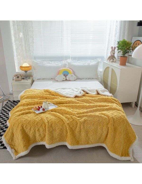 Lamb wool blanket thickened warm milk wool blanket in winter single double cashmere bed sheet coral wool gift box cover blanket