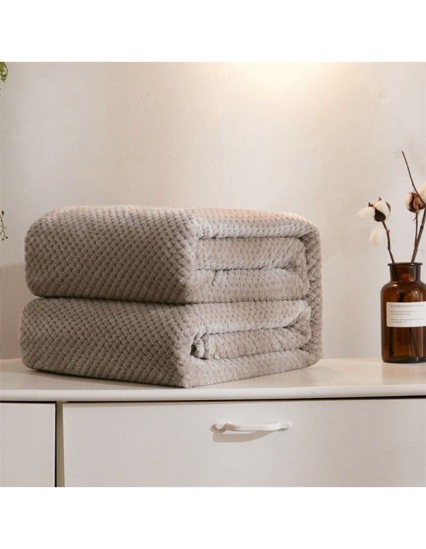 Thickened solid color pineapple lattice sofa blanket flannel blanket coral velvet office air conditioning blanket gift blanket