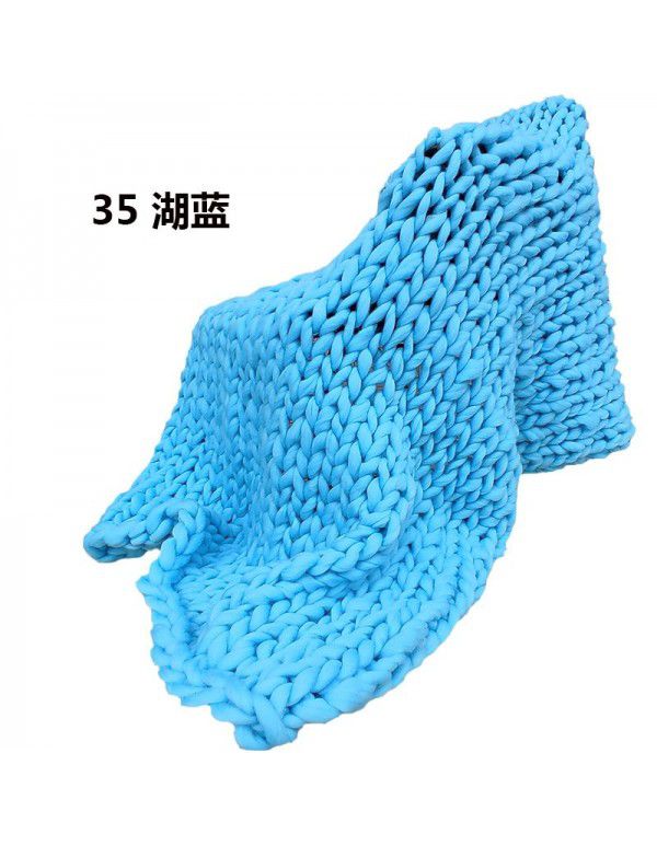 Cross border supply Thumb coarse wool blanket blanket blanket wool hand woven Iceland blanket acrylic blanket wholesale