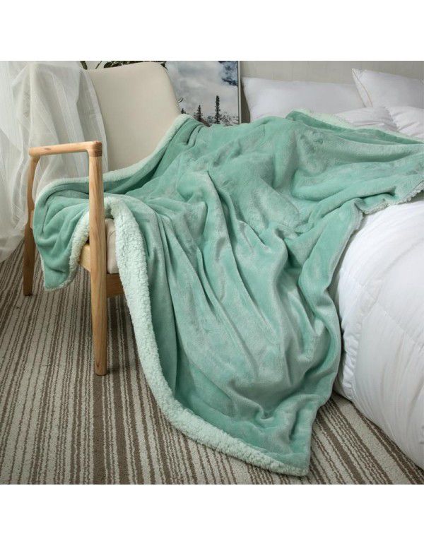Small blanket, sofa cover blanket, lamb wool, double layer thickened coral wool, office nap, lunch break, air-conditioned children's blanket