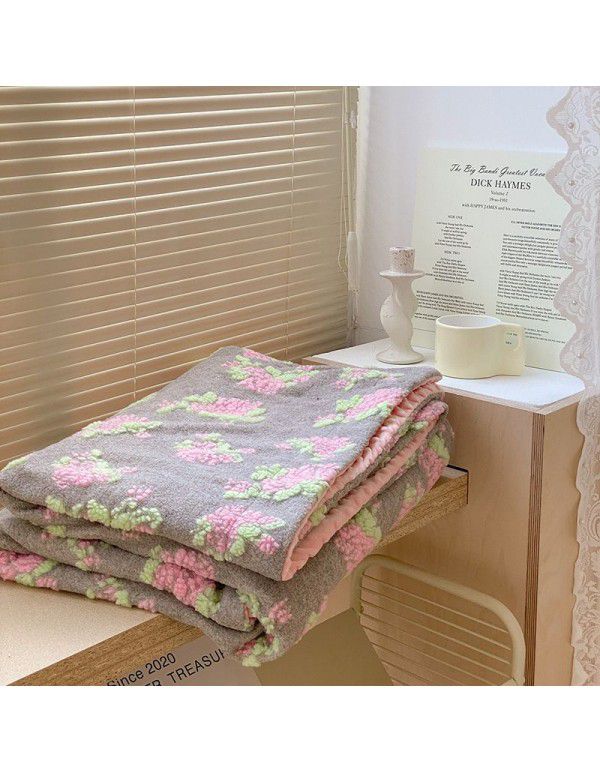 French Romantic Beanstalk Vintage Wool Blanket Floral Blanket Girls' Office Napping Blanket Autumn and Winter Warm