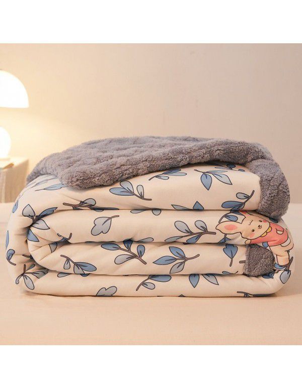 Winter jacquard plush thickened blanket Children's blanket Office nap blanket Dormitory double knitted cotton quilt Autumn